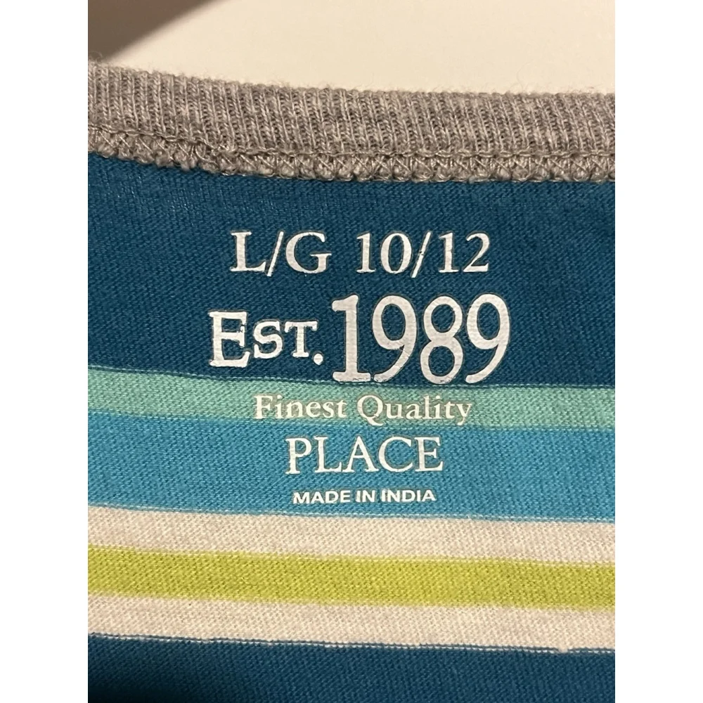 The Children's Place Boys Striped Tank Top Blue Green L 10/12